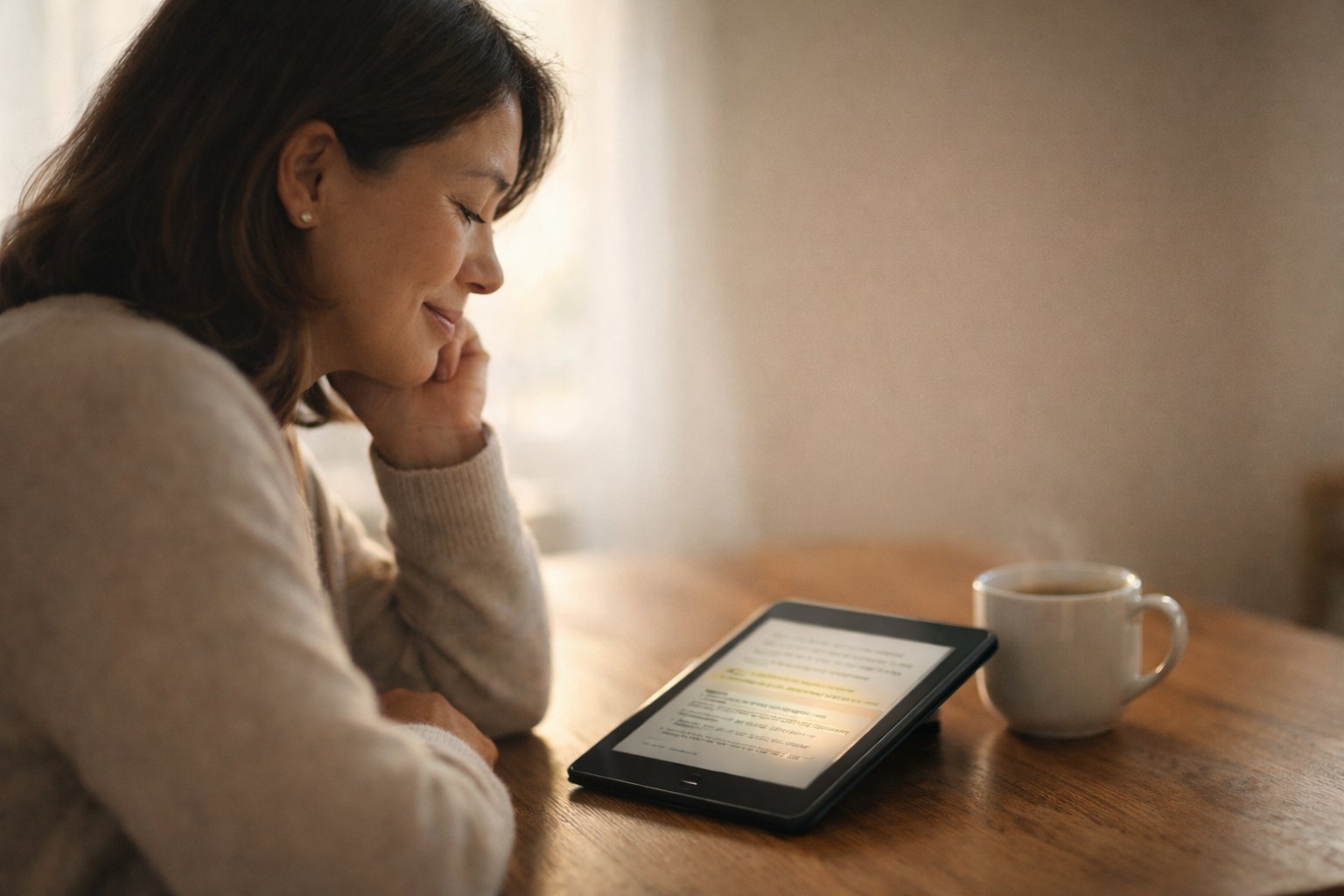 Woman reading devotional